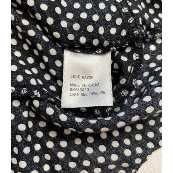 Cynthia Rowley Black White Polka Dot Ruffle Short Sleeve Rayon Top sz Medium - Picture 6 of 8